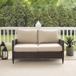 Kiawah Outdoor Wicker Loveseat Beige - Crosley -Outdoor Furniture Store GUEST 34770989 5fdd 4f65 ae25 2932021c1ace