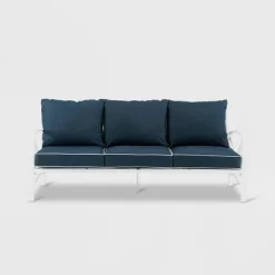 Kaplan Outdoor Metal Sofa White With Navy Cushions - Crosley -Outdoor Furniture Store GUEST 34819944 6b3e 4f9e bf8d 3f800c86df99