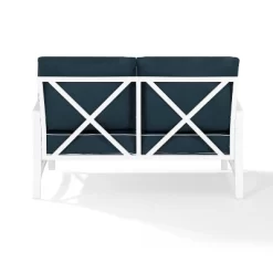 Kaplan Loveseat White/Navy - Crosley -Outdoor Furniture Store GUEST 34b0f7e1 c722 4844 bf44 6f5940f1ff18