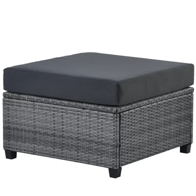 7pc Outdoor Set With Rattan Sofa & Cushions - Gray - GODEER 13 7pc Outdoor Set With Rattan Sofa & Cushions - Gray - GODEER - Image 11