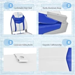 Costway High Back Folding Boat Seats W/ Blue White Sponge Cushion & Flexible Hinges 14 Costway High Back Folding Boat Seats W/ Blue White Sponge Cushion & Flexible Hinges -Outdoor Furniture Store GUEST 34bf8d85 0ca3 49fa 98bf dab5cd3e3962