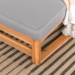 Galia 2pc Square Leg Acacia Wood Chair And Ottoman With Cushions - Brown - Saracina Home -Outdoor Furniture Store GUEST 34f09a2c 5eb2 4765 8bf5 0e22052dcc27