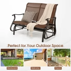 Costway 2-Person Patio Swing Glider Bench Loveseat Rocking Chair High Back Deck -Outdoor Furniture Store GUEST 3520059a ca50 46b1 ac54 2170aa678e27