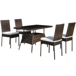 Costway 10 PCS Patio Rattan Dining Set Glass Table High Back Chair Garden Deck Mix Brown -Outdoor Furniture Store GUEST 35cf54eb 5991 4f9b a0f0 7c8db56281e2