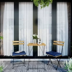 3pc Solid Teak Wood Folding Table & Chair Bistro Set - Brown - WELLFOR -Outdoor Furniture Store GUEST 35fb1662 5a5a 43a0 9dd0 78b89e685c97