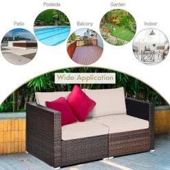 Costway 2PCS Patio Rattan Corner Sofa Sectional Furniture Cushion -Outdoor Furniture Store GUEST 364be7f6 8b90 41eb a2f3 b44033037b2b
