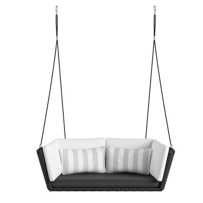 Sally Loveseat Swing With Cushion - Gray/Black - Novogratz 6 Sally Loveseat Swing With Cushion - Gray/Black - Novogratz - Image 4