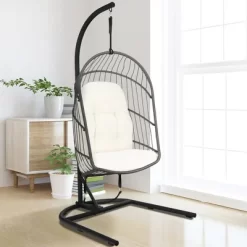 Costway Hanging Wicker Egg Chair W/ Stand Cushion Foldable Outdoor Indoor -Outdoor Furniture Store GUEST 369a58b3 6d67 48e1 a6a4 f913d24aacca