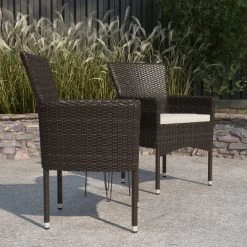 Merrick Lane Patio Chairs With Fade And Weather Resistant Wicker Wrapped Powder Coated Steel Frames & Cushions-Set Of 2 -Outdoor Furniture Store GUEST 3709e893 1686 4dc9 a978 c07a15110411