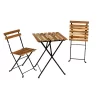 3pc Solid Teak Wood Folding Table & Chair Bistro Set - Brown - WELLFOR -Outdoor Furniture Store GUEST 3735073c 28e6 4ec7 8c25 debea3a28ad6