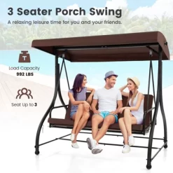 Costway 3-Seat Outdoor Converting Patio Swing Glider Adjustable Canopy Porch Swing Coffee/Black/Red 17 Costway 3-Seat Outdoor Converting Patio Swing Glider Adjustable Canopy Porch Swing Coffee/Black/Red -Outdoor Furniture Store GUEST 373c9844 c9c2 4b96 a82f 66e67820ebec
