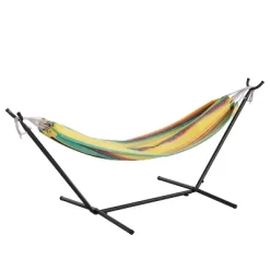 Emma And Oliver Cotton Two Person Hammock With Space Saving Steel Stand, Premium Carry Bag And Hanging Hardware -Outdoor Furniture Store GUEST 3743dc2d 88e2 4d0e b2fe 6f877405a280