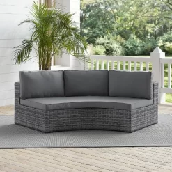 Catalina Wicker Round Sectional Sofa - Gray - Crosley -Outdoor Furniture Store GUEST 37c996ae 3ebe 4fff b863 6771ee99b674