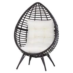 Outsunny Patio Wicker Lounge Chair With Soft Cushion, Outdoor/Indoor PE Rattan Egg Teardrop Cuddle Chair With Height Adjustable Knob For Backyard Garden Lawn Living Room -Outdoor Furniture Store GUEST 37ea9182 54cc 4965 9383 2fdb76d13c1d