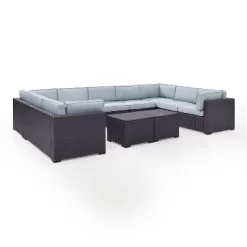 Biscayne 7pc Outdoor Wicker Sectional Set With 2 Coffee Tables - Mist - Crosley -Outdoor Furniture Store GUEST 38291d09 0fc2 4068 8eae d5200bde3917