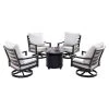 5pc Outdoor Dining Set With 34" Aluminum Round Weave Design Fire Table, Deep Seating Swivel Rocking Chairs & Covers - Oakland Living -Outdoor Furniture Store GUEST 383c9435 9820 4ec4 b622 1cd04e46ca49