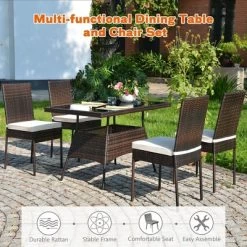 Costway 10 PCS Patio Rattan Dining Set Glass Table High Back Chair Garden Deck Mix Brown -Outdoor Furniture Store GUEST 3843c962 ee9f 4eeb 8ca9 7da518a7f736
