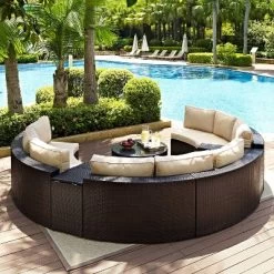 Catalina 6pc Outdoor Wicker Sectional Set - Sand/Brown - Crosley -Outdoor Furniture Store GUEST 385192ba 946d 4c47 9ab4 9295935d6d0d