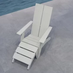 Merrick Lane Modern All-Weather Poly Resin Wood Adirondack Ottoman Foot Rest -Outdoor Furniture Store GUEST 389b9ce0 2544 4335 9a47 a68b1eb584f7