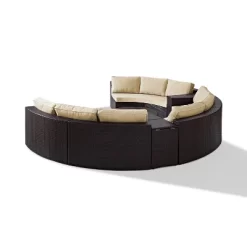 Catalina 6pc Outdoor Wicker Sectional Set - Sand/Brown - Crosley -Outdoor Furniture Store GUEST 38af53e1 80ad 42e1 81fb f7a48d89bbba