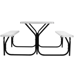 Costway Picnic Table Bench Set Outdoor Backyard Patio Garden Party Dining All Weather White -Outdoor Furniture Store GUEST 38eb4434 cdec 4589 86d4 97b8629b373c