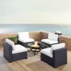 Biscayne 5pc Outdoor Wicker Conversation Set With 4 Armless Chairs & Fire Pit - White - Crosley -Outdoor Furniture Store GUEST 39136610 ee2b 49c9 9f0a 3059347cc0a4