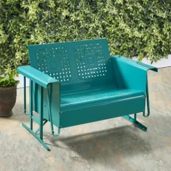 Bates Outdoor Loveseat Glider - Turquoise Gloss - Crosley -Outdoor Furniture Store GUEST 396f743b 0f21 4514 b29f 31cab1037f89