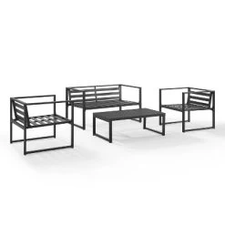 Hamilton Outdoor Metal 4 Piece Conversation Set - Matte Black - Crosley -Outdoor Furniture Store GUEST 39c1dae0 574f 453a 9b94 9279016e9572