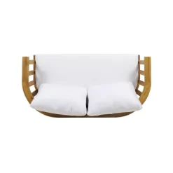 Solano Outdoor Wooden Loveseat With Cushions - White/Teak - Christopher Knight Home -Outdoor Furniture Store GUEST 39d1fde2 d384 4f2e bc05 9b89b0680275 1