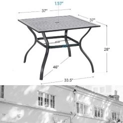 5pc Patio Dining Set With Steel Table With 1.57" Umbrella Hole & Padded Arm Chairs - Captiva Designs -Outdoor Furniture Store GUEST 3a1af48b 30f8 4e12 9a7e 9907f28a53c6