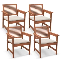Costway Outdoor Dining Chair Patio Solid Wood Chairs With Comfortable Cushions -Outdoor Furniture Store GUEST 3a3546dc 7101 4b68 b012 9d45a930a4ba