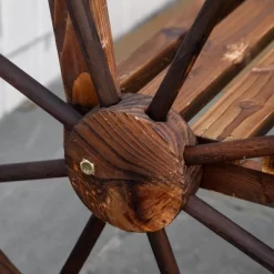 Outsunny Wooden Wagon Wheel Bench, 3-Person Rustic Slatted Seat, Outdoor Patio Furniture, Brown -Outdoor Furniture Store GUEST 3a8f5ac8 0c37 4553 98c9 c3359cab2328