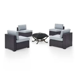 Biscayne 5pc Outdoor Wicker Conversation Set With 4 Armless Chairs & Fire Pit - Mist - Crosley 13 Biscayne 5pc Outdoor Wicker Conversation Set With 4 Armless Chairs & Fire Pit - Mist - Crosley -Outdoor Furniture Store GUEST 3b393e0f 4e0b 4458 a457 ee070c7a8489