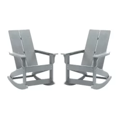 Flash Furniture Finn Modern Commercial Grade All-Weather 2-Slat Poly Resin Rocking Adirondack Chair With Rust Resistant Stainless Steel Hardware - Set Of 2 -Outdoor Furniture Store GUEST 3b59395e 6fdd 4080 8065 1243e1416b52