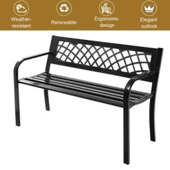 Costway Patio Park Garden Bench Porch Path Chair Outdoor Deck Steel Frame -Outdoor Furniture Store GUEST 3b71ed21 425e 450a a489 4b4841b5b48a