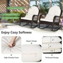 Costway Patio Wicker Rocking Chair W/Seat Back Cushions & Lumbar Pillow Porch Off -Outdoor Furniture Store GUEST 3c58abed bd24 4220 af4e 87c4fd8bcc08