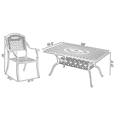 Gardenised Indoor And Outdoor Bronze Dinning Set 6 Chairs With 1 Table Bistro Patio Cast Aluminum. 7 Gardenised Indoor And Outdoor Bronze Dinning Set 6 Chairs With 1 Table Bistro Patio Cast Aluminum. - Image 5
