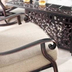 5pc Set With 42" Square Outdoor Aluminum Fire Table & Four Swivel Rocking Chairs & Wind Block - Oakland Living -Outdoor Furniture Store GUEST 3cecf141 3e69 4547 8920 55e9858cf759