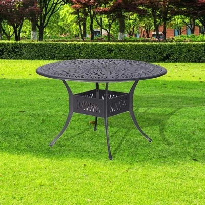 Simple Relax Outdoor 48" Round Table In Dark Lava Bronze Finish 3 Simple Relax Outdoor 48" Round Table In Dark Lava Bronze Finish