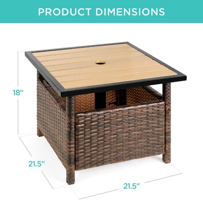 Best Choice Products Wicker Rattan Patio Side Table Outdoor Furniture For Garden, Pool, Deck W/ Umbrella Hole 8 Best Choice Products Wicker Rattan Patio Side Table Outdoor Furniture For Garden, Pool, Deck W/ Umbrella Hole - Image 6