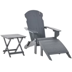 Outsunny 3-Piece Folding Adirondack Chair Set With Ottoman And Side Table, Outdoor Wooden Accent Furniture Fire Pit Lounge Chairs For Patio -Outdoor Furniture Store GUEST 3d9d3234 6670 4403 be3d d8138901e42a