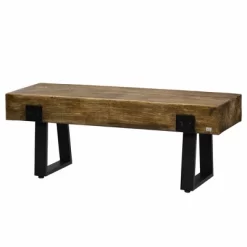 HOMCOM Garden Bench With Metal Legs, Rustic Wood Effect Concrete Dining Bench, Indoor Or Outdoor Use For Patio, Park, Porch And Lawn, Natural & Black -Outdoor Furniture Store GUEST 3db4f4ac 4173 4dba 9dc8 27f1d91f03f8