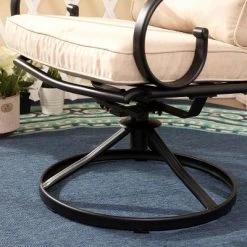 7pc Outdoor Dining Set With Svivel Chairs With Cushions & Large Metal Rectangle Table With Umbrella Hole - Captiva Designs -Outdoor Furniture Store GUEST 3dcc53e0 5217 4bec 8718 2f1db9b9f0c3