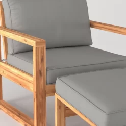 Galia 2pc Square Leg Acacia Wood Chair And Ottoman With Cushions - Brown - Saracina Home -Outdoor Furniture Store GUEST 3de53d41 3e21 483c b5fd dd00d2e5b95e