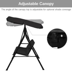 Costway Loveseat Patio Canopy Swing Glider Hammock Cushioned Steel Frame Outdoor Black -Outdoor Furniture Store GUEST 3e1eb439 27c9 401d 93f5 085bb69ee47a