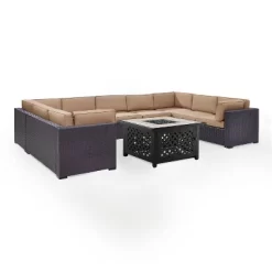 Biscayne 6pc Outdoor Wicker Sectional Set With Fire Table - Mocha - Crosley -Outdoor Furniture Store GUEST 3e37213e 033e 4198 8a81 e41586029ae1