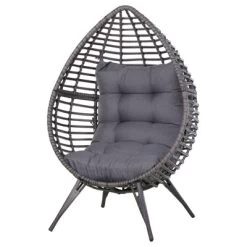 Outsunny Patio Wicker Lounge Chair With Soft Cushion, Outdoor/Indoor PE Rattan Egg Teardrop Cuddle Chair With Height Adjustable Knob For Backyard Garden Lawn Living Room -Outdoor Furniture Store GUEST 3e507e42 3cf6 4491 99c1 2c7ccbfdedc8