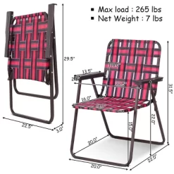 Costway 6pcs Folding Beach Chair Camping Lawn Webbing Chair Lightweight 1 Position Red -Outdoor Furniture Store GUEST 3e57f60f e8d4 44c9 84c3 aef726a32d11