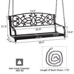 Tangkula Patio Hanging Porch Swing 2-Person Outdoor Metal Swing Bench Chair W/ Chains -Outdoor Furniture Store GUEST 3ea6f041 8dcb 4a81 9f6a 0ff3b768c716