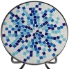 Teal Island Designs Modern Black Round Outdoor Accent Side Tables 14" Wide Set Of 2 Multi Blue Mosaic Tabletop Front Porch Patio Home House